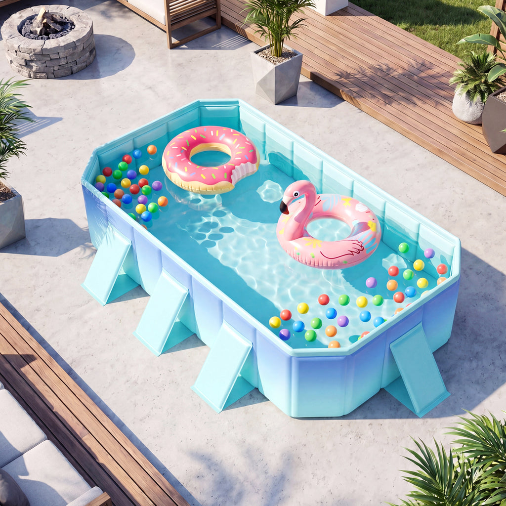 Non-Inflatable Swimming Pool Portable Around Ground with 8 Support