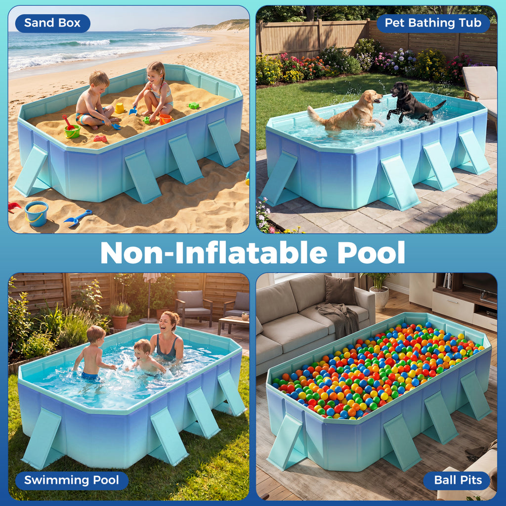 Non-Inflatable Swimming Pool Portable Around Ground with 8 Support