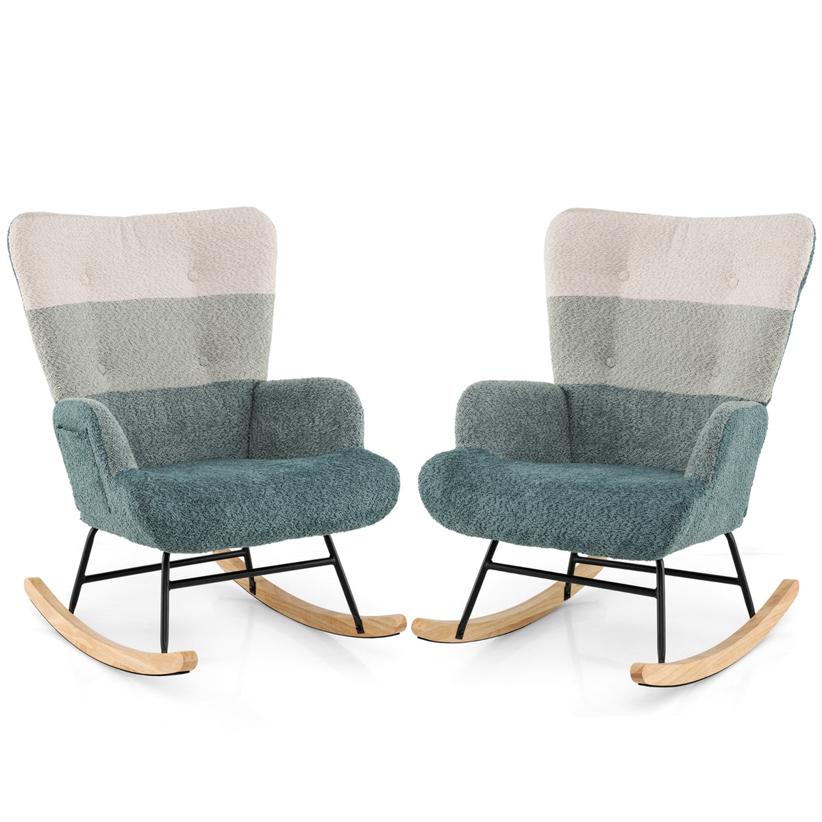 Nursery Rocking Chair with High Backrest & Armrests