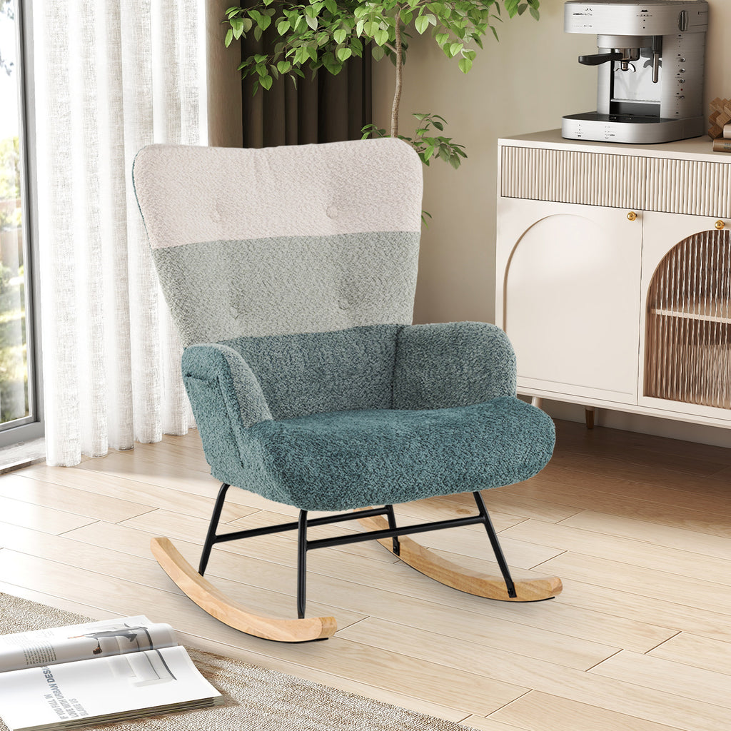 Nursery Rocking Chair with High Backrest & Armrests