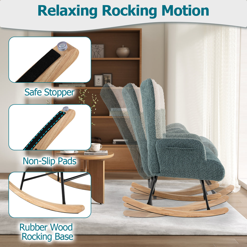 Nursery Rocking Chair with High Backrest & Armrests