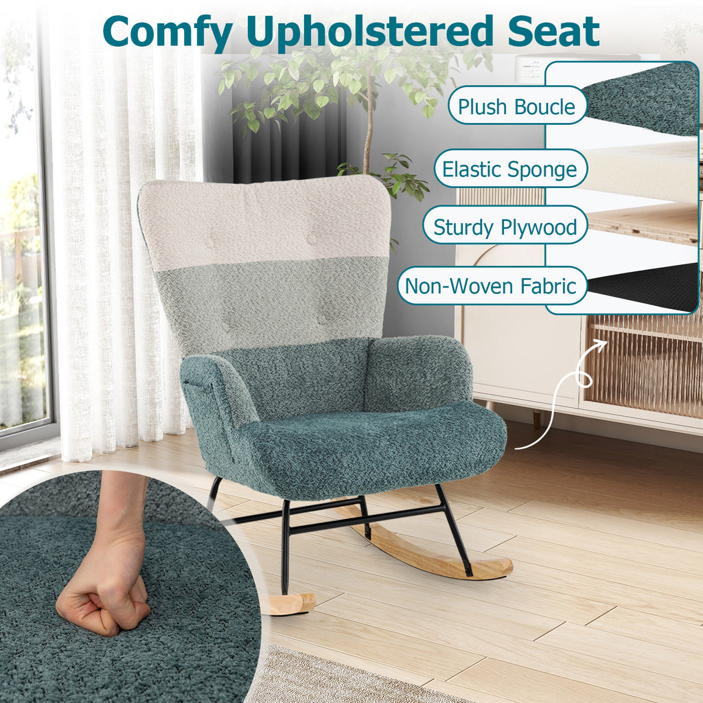 Nursery Rocking Chair with High Backrest & Armrests