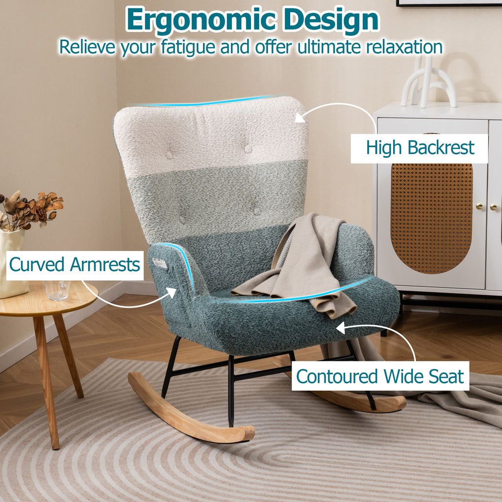 Nursery Rocking Chair with High Backrest & Armrests
