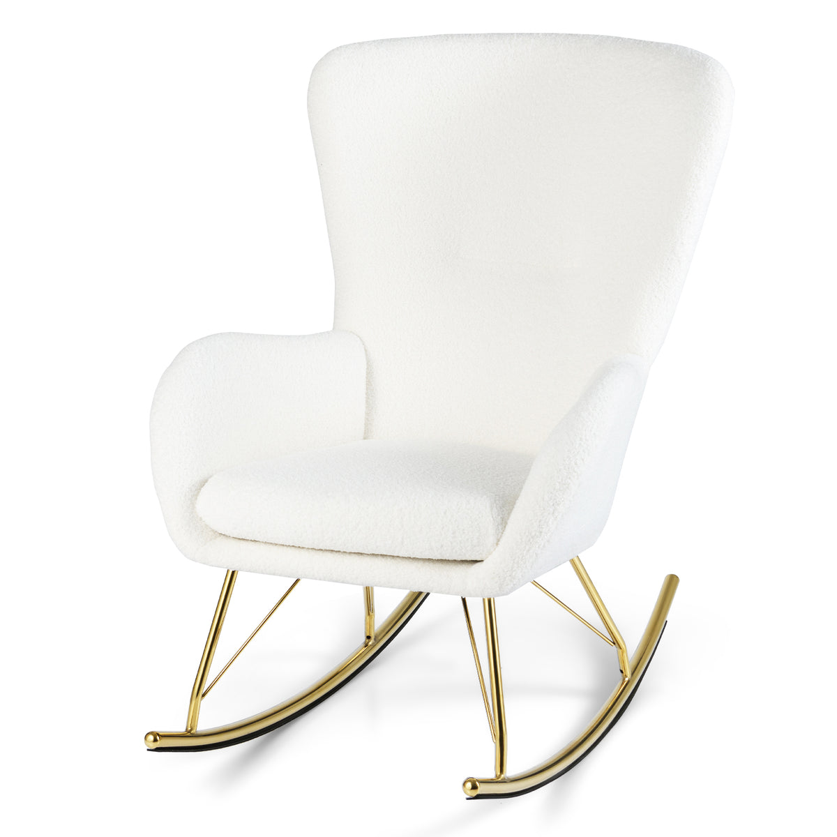 Nursery Rocking Chair with Curved Armrests - White