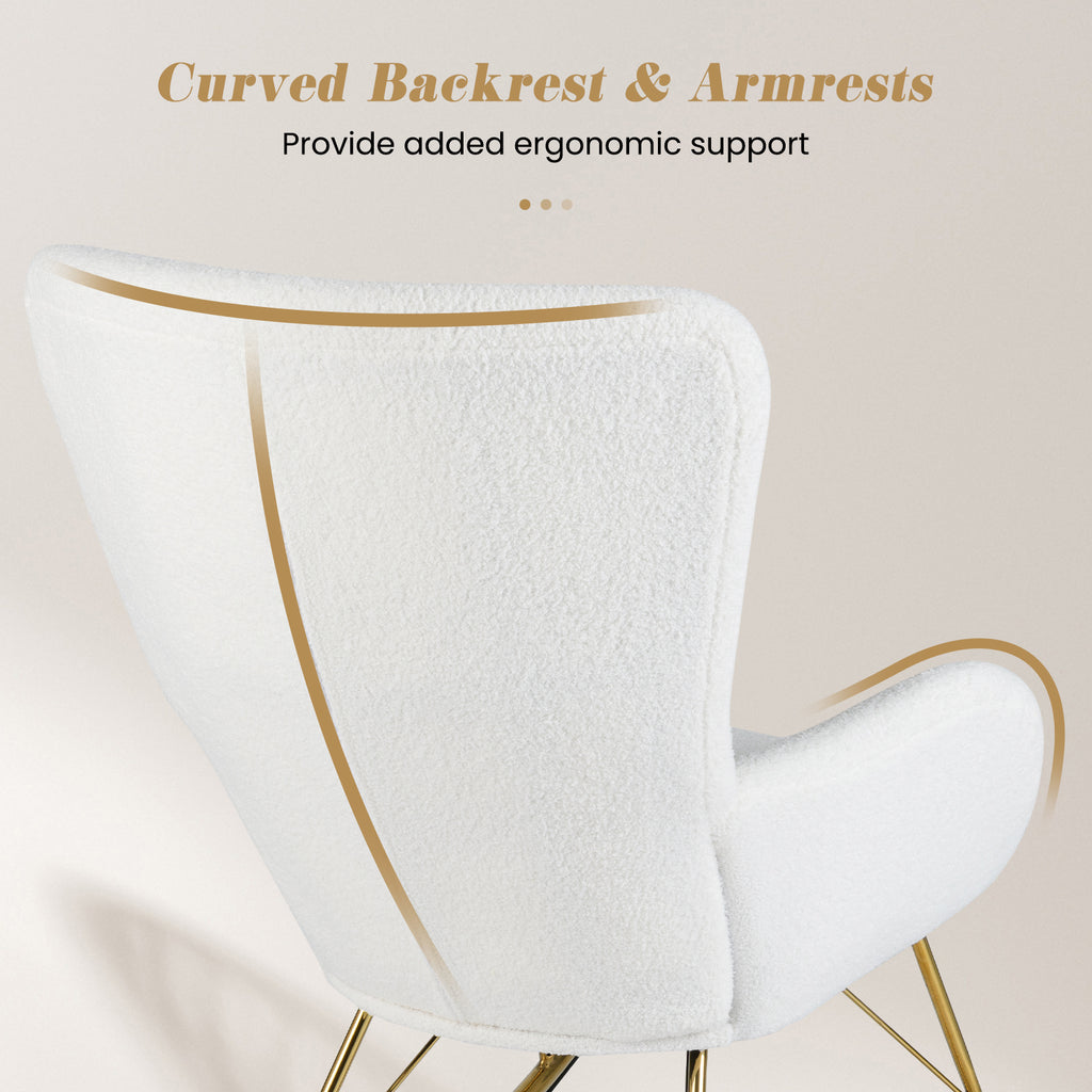 Nursery Rocking Chair with Curved Armrests - White