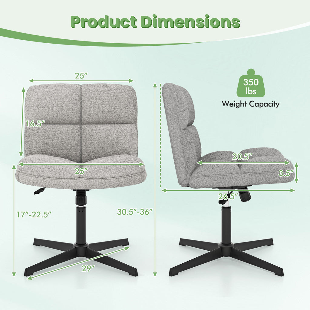 Office Armless Chair Cross Legged with Imitation Lamb Fleece and