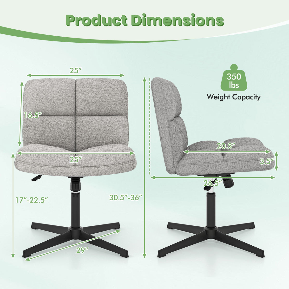 Office Armless Chair Cross Legged with Imitation Lamb Fleece and