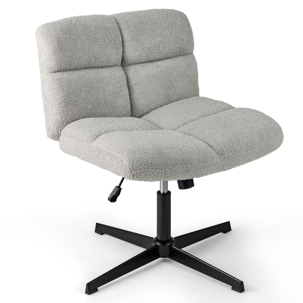 Office Armless Chair Cross Legged with Imitation Lamb Fleece and