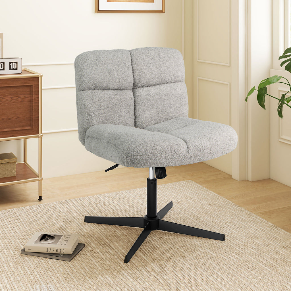 Office Armless Chair Cross Legged with Imitation Lamb Fleece and