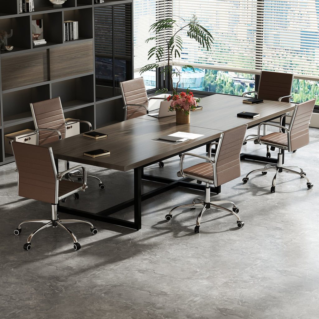 Office Chair Height Adjustable with Rocking Backrest - PU Leather, Brown