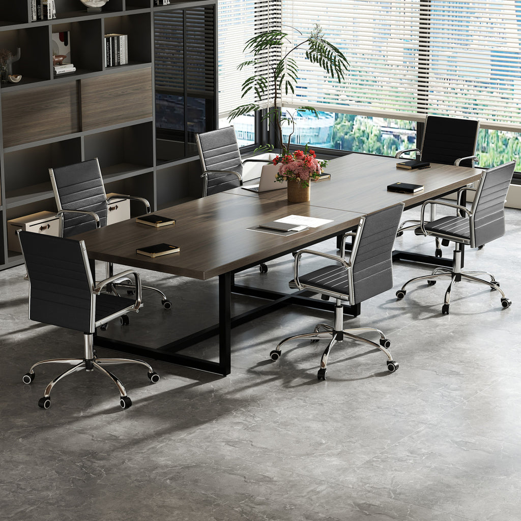 Office Chair Height Adjustable Rocking Backrest - PU Leather Black