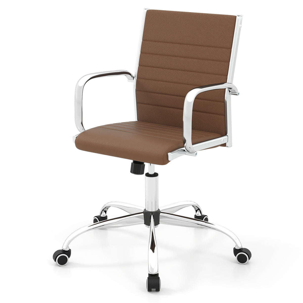 Ergonomic Office Chair with Rocking Backrest, Gray Leathaire