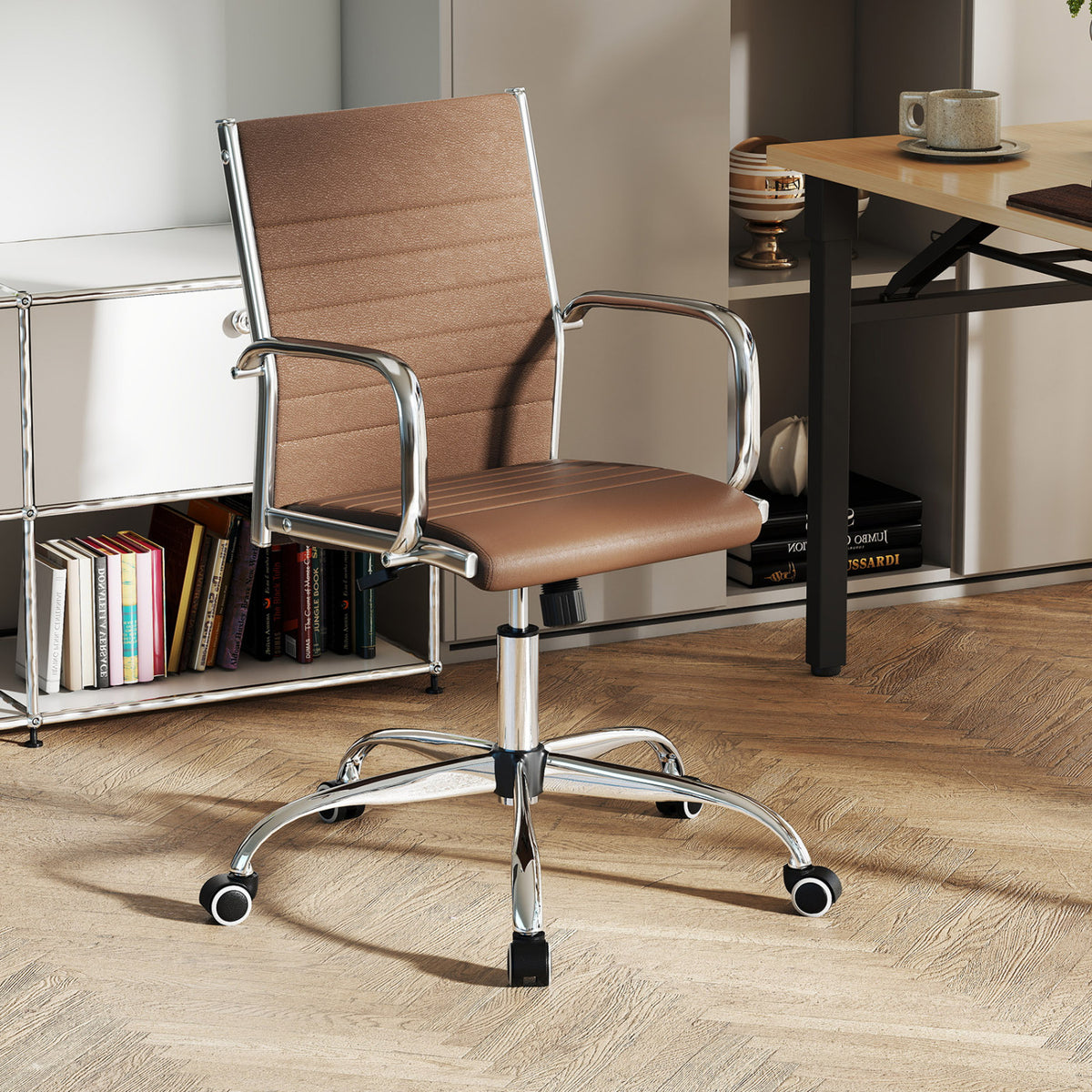 Office Chair Height Adjustable Rocking Backrest - PU Leather Black