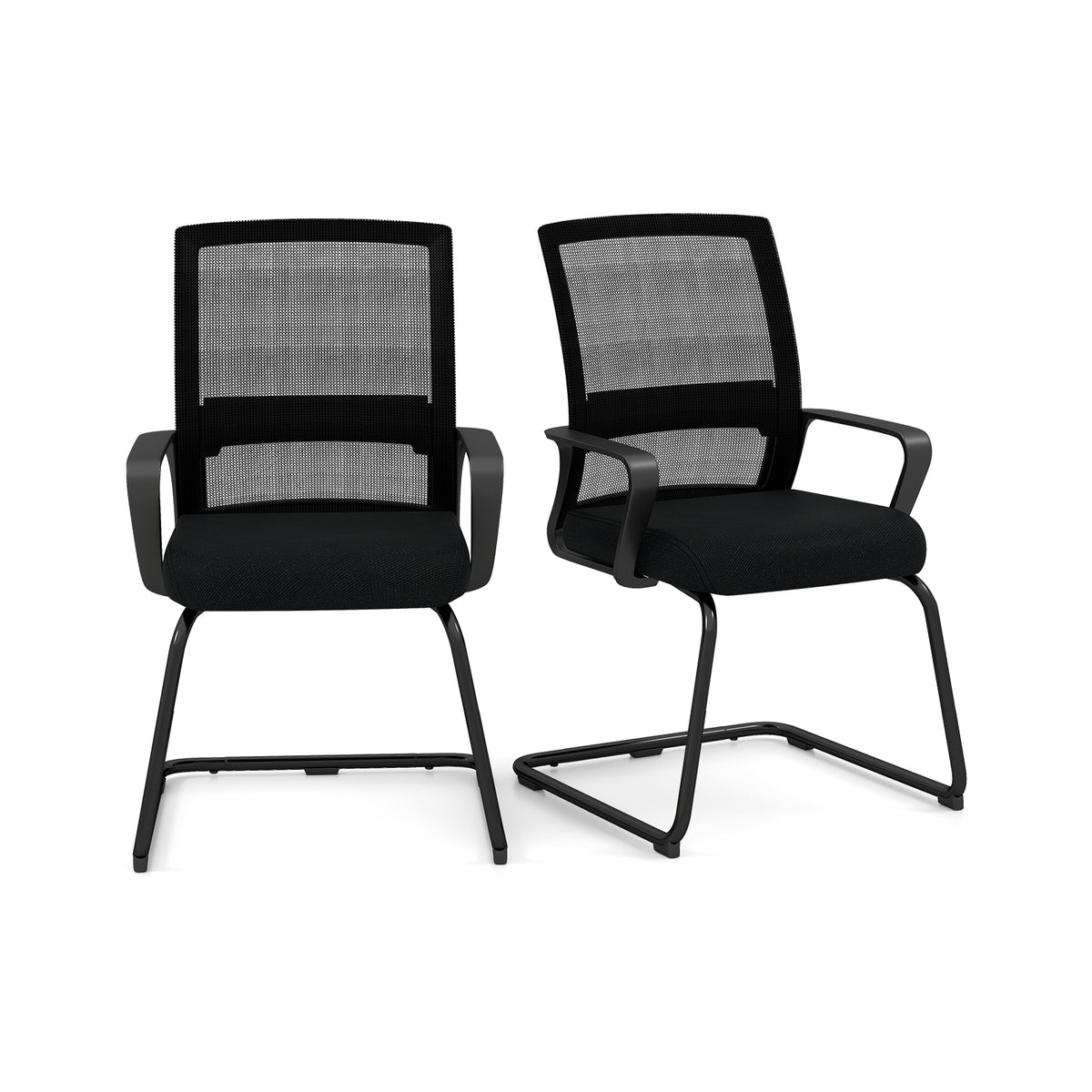 Office Chair No Wheels Ergonomic Conference with Mesh Back