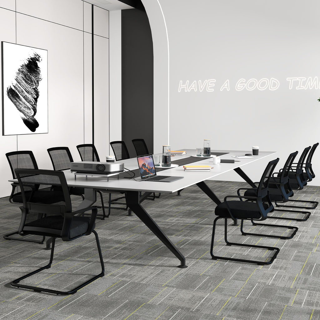 Office Chair No Wheels Ergonomic Conference with Mesh Back
