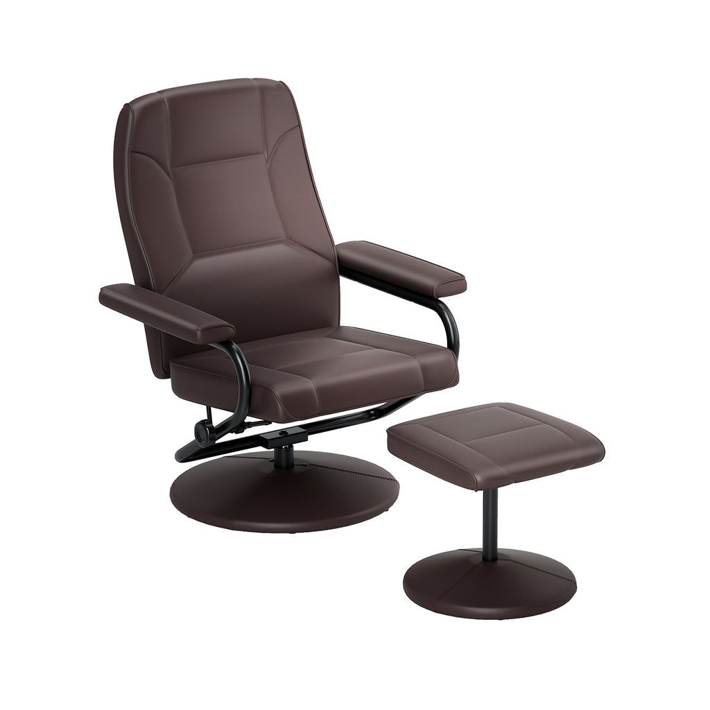 360° Swivel Recliner Chair with Ottoman - Brown
