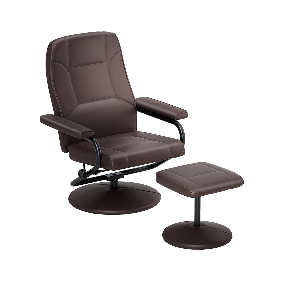 360° Swivel Recliner Chair with Ottoman - Brown