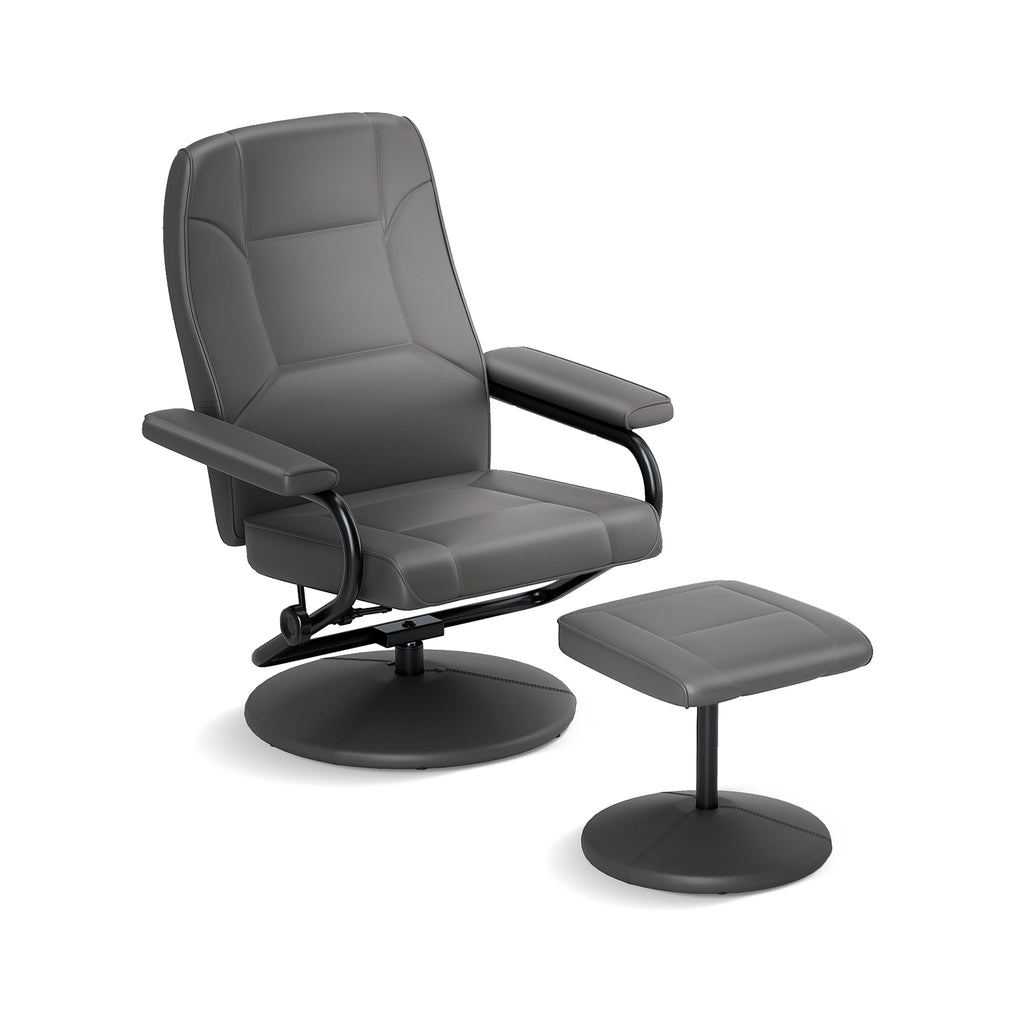 360° Swivel Recliner Chair with Ottoman - Brown