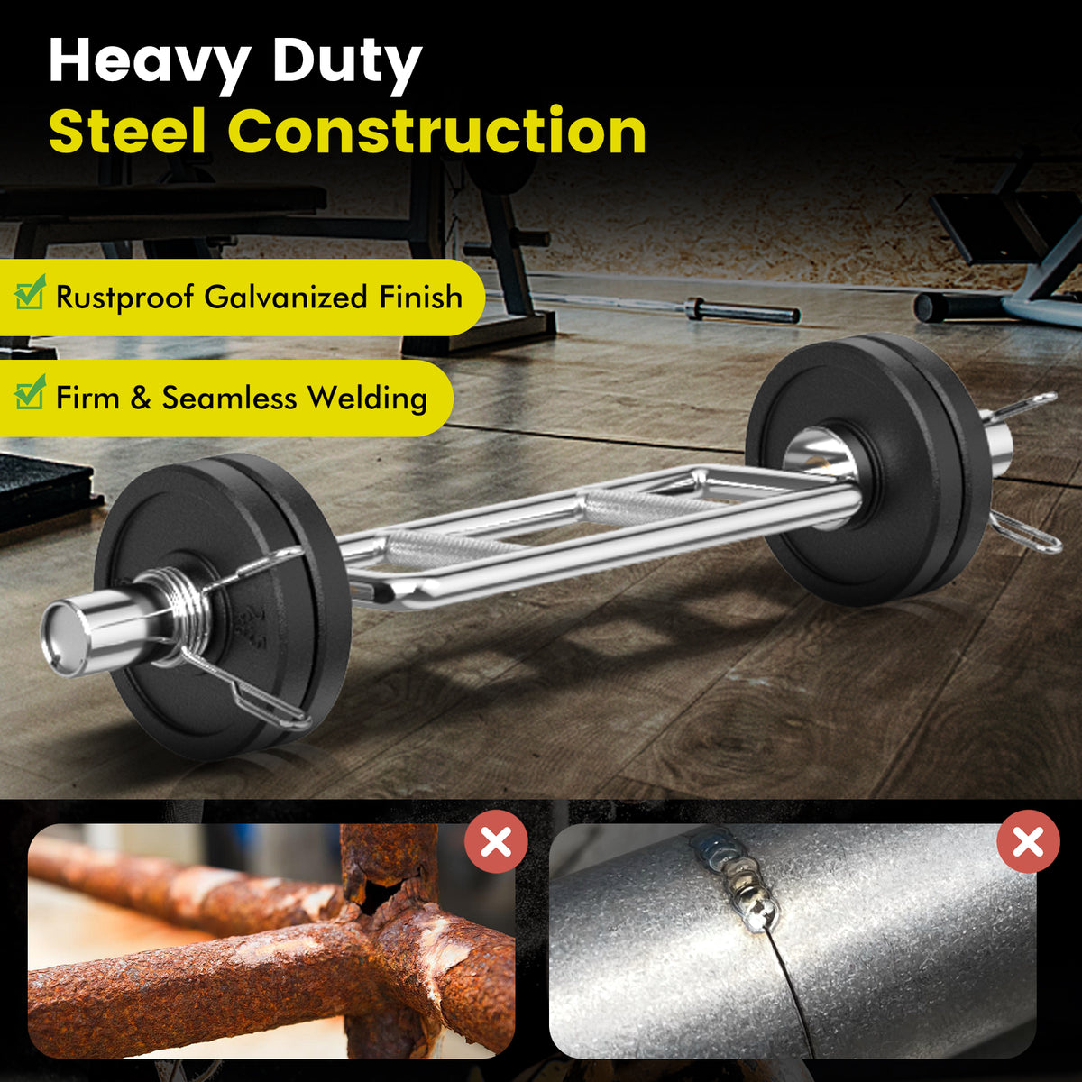 700 LBS Olympic Triceps Bar with Knurled Handles for Squats & Deadlifts - Costway