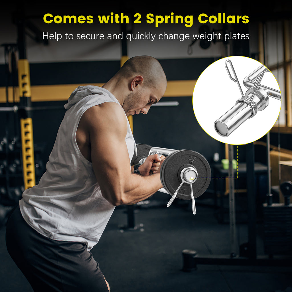 700 LBS Olympic Triceps Bar with Knurled Handles for Squats & Deadlifts - Costway