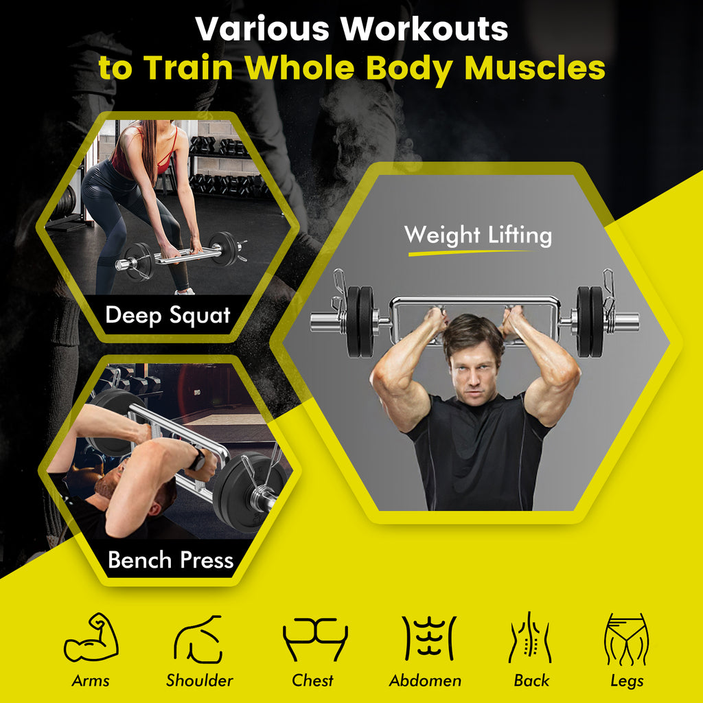 700 LBS Olympic Triceps Bar with Knurled Handles for Squats & Deadlifts - Costway
