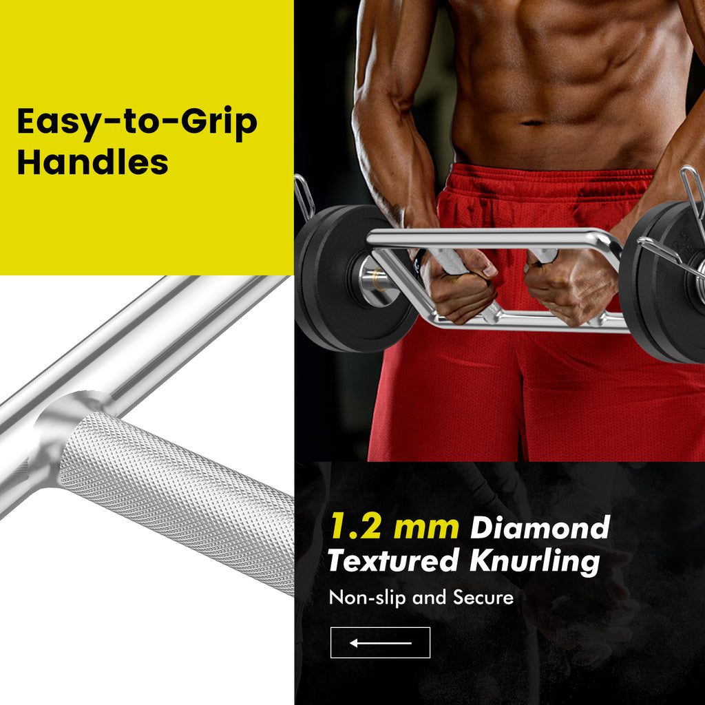 700 LBS Olympic Triceps Bar with Knurled Handles for Squats & Deadlifts - Costway