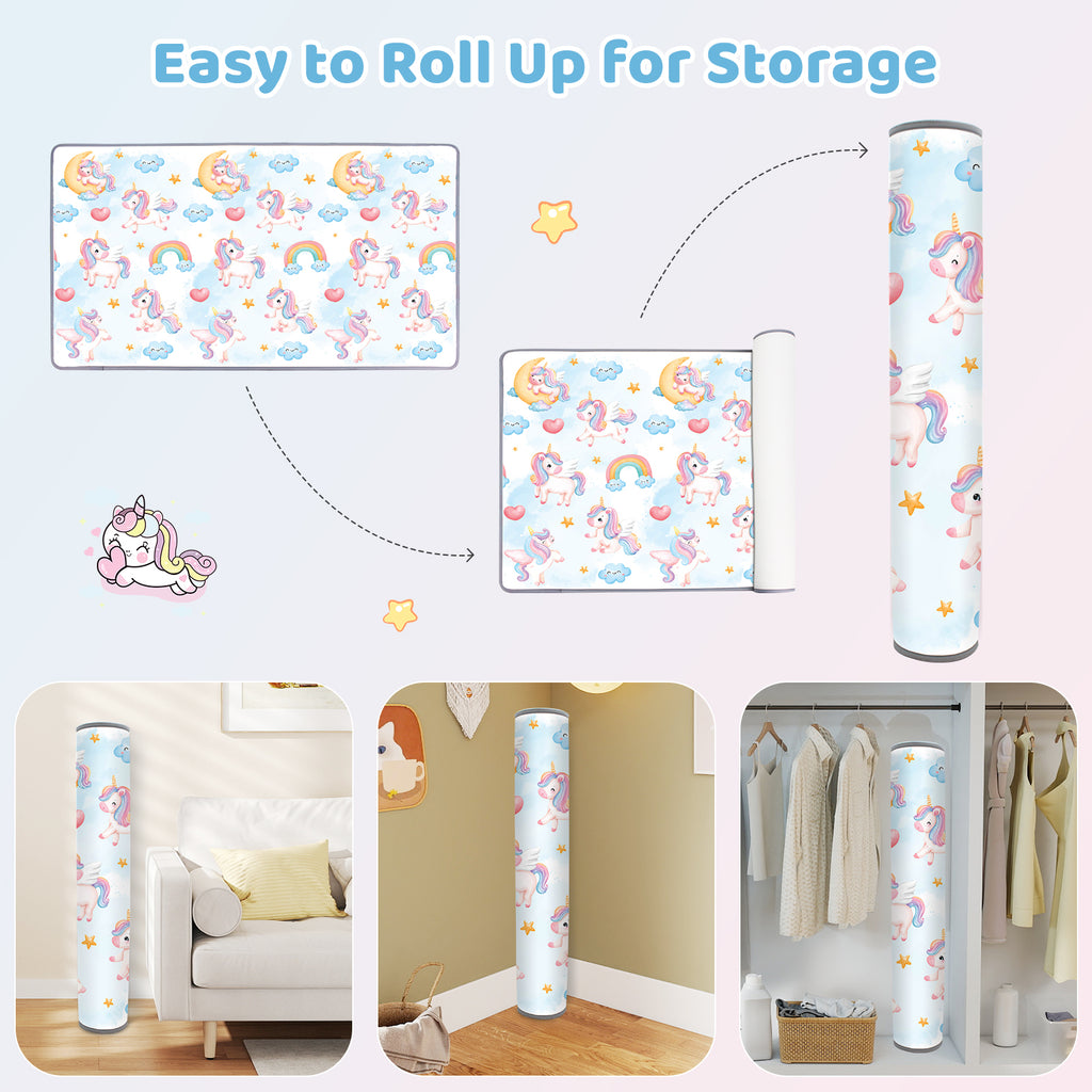 Reversible Toddler Activity Play Mat with Foam Support & Non-Slip Base