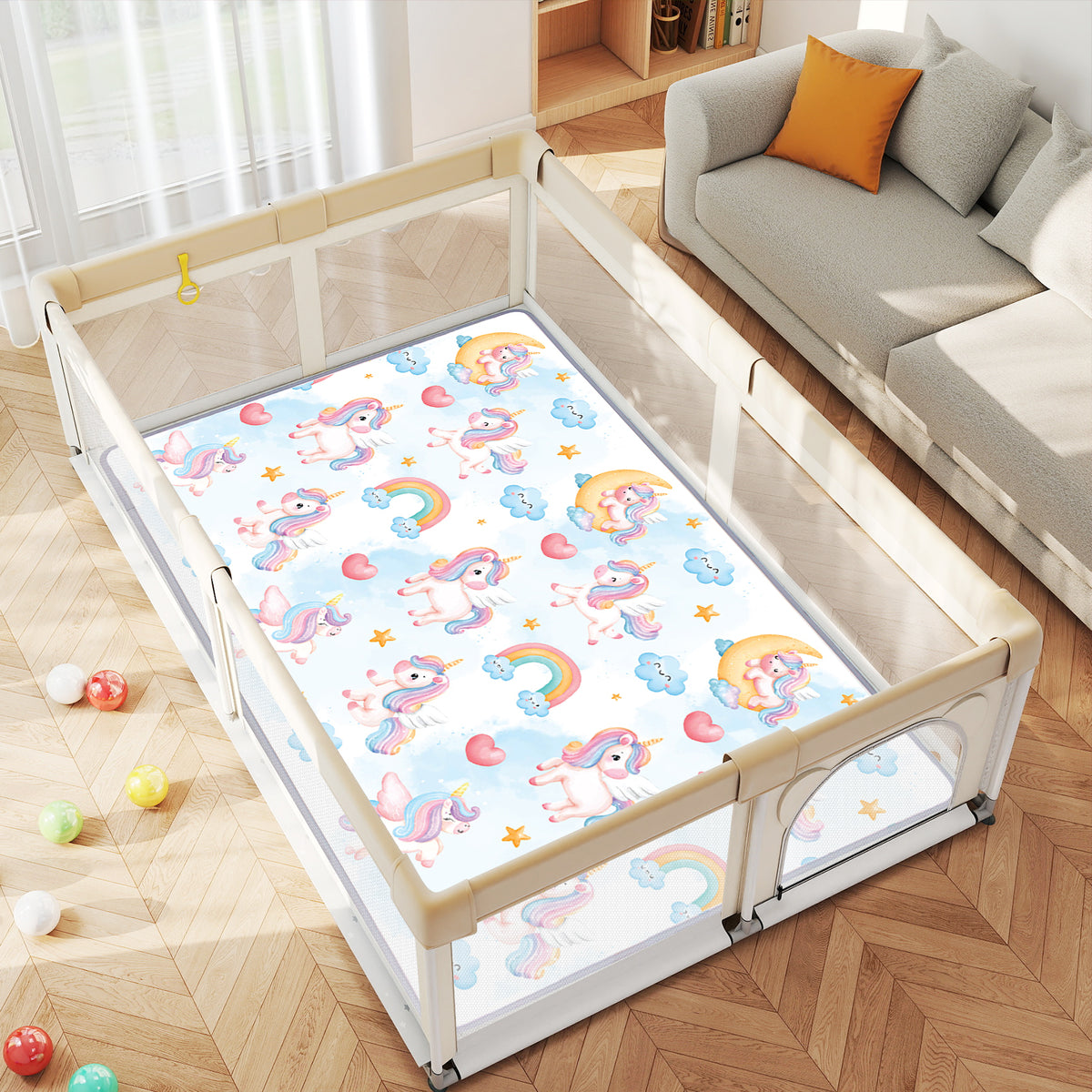 Reversible Toddler Activity Play Mat with Foam Support & Non-Slip Base