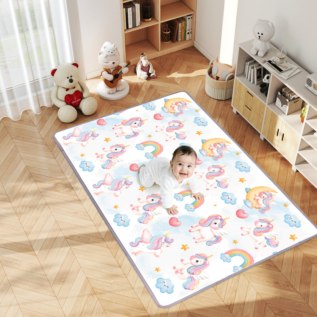 Reversible Toddler Activity Play Mat with Foam Support & Non-Slip Base