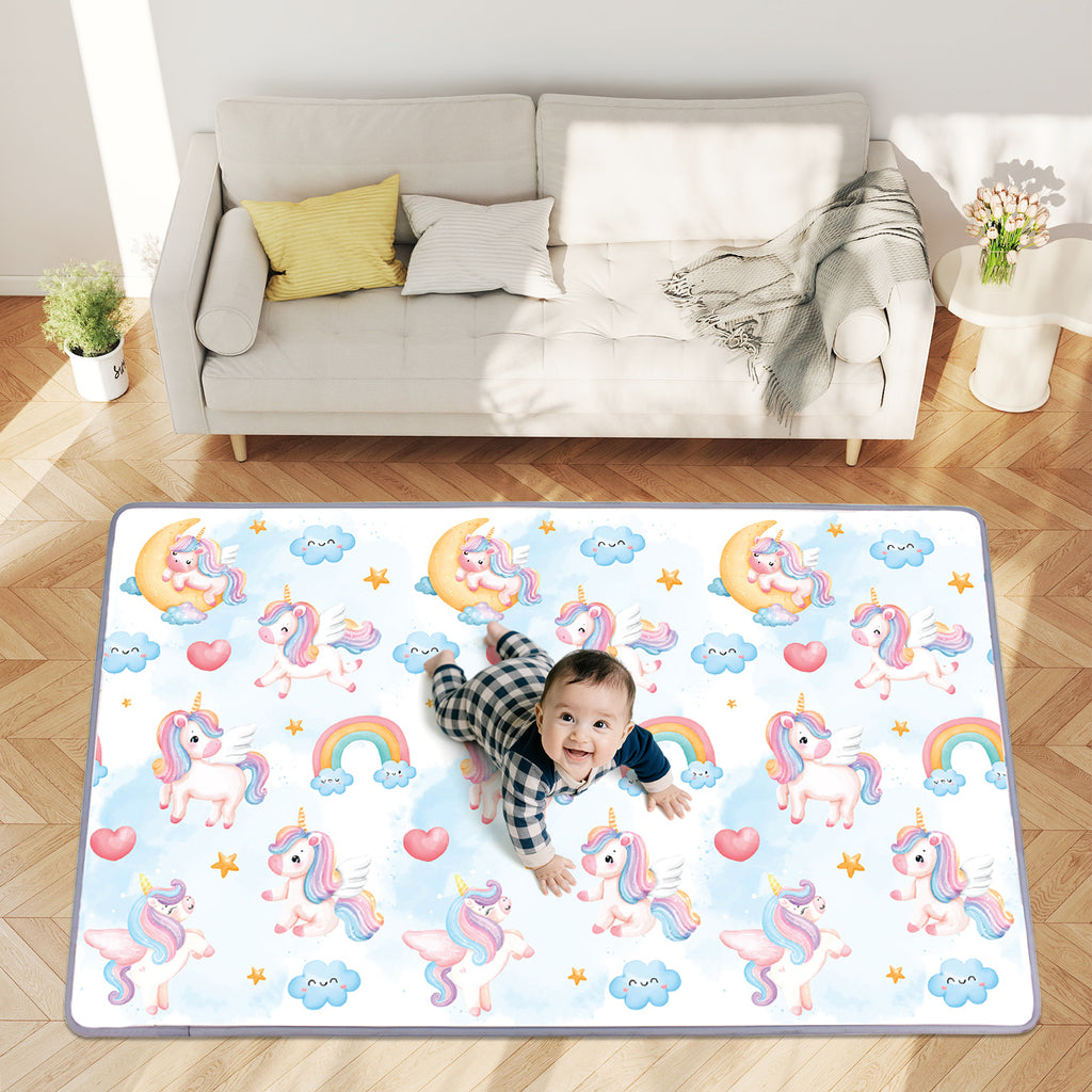 Reversible Toddler Activity Play Mat with Foam Support & Non-Slip Base