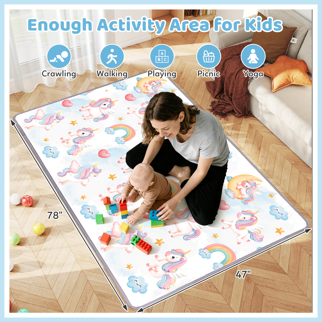 Reversible Toddler Activity Play Mat with Foam Support & Non-Slip Base