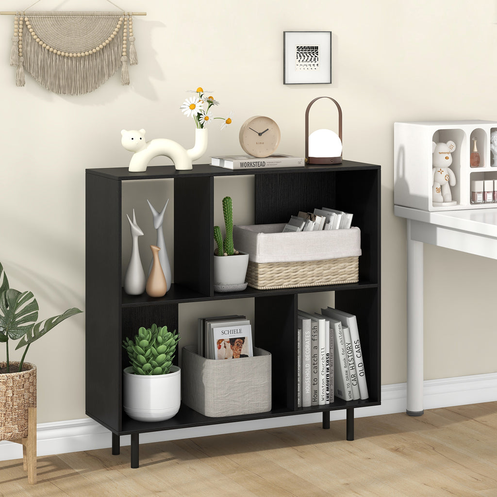 4-Cube Open Shelf Bookcase, Black