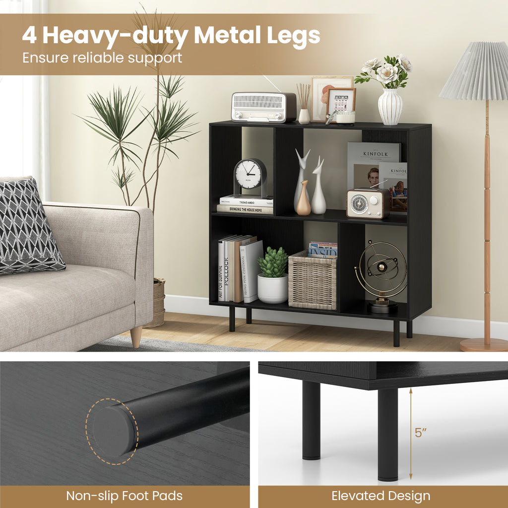 4-Cube Open Shelf Bookcase, Black