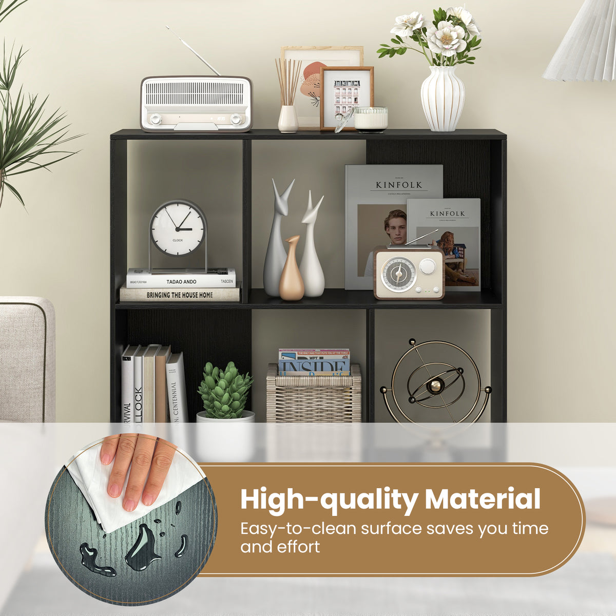 4-Cube Open Shelf Bookcase, Black