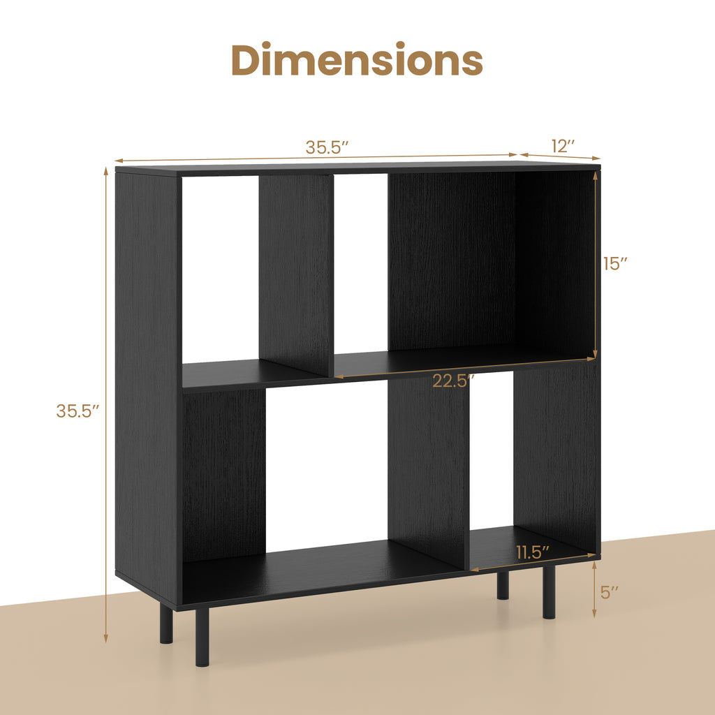 4-Cube Open Shelf Bookcase, Black