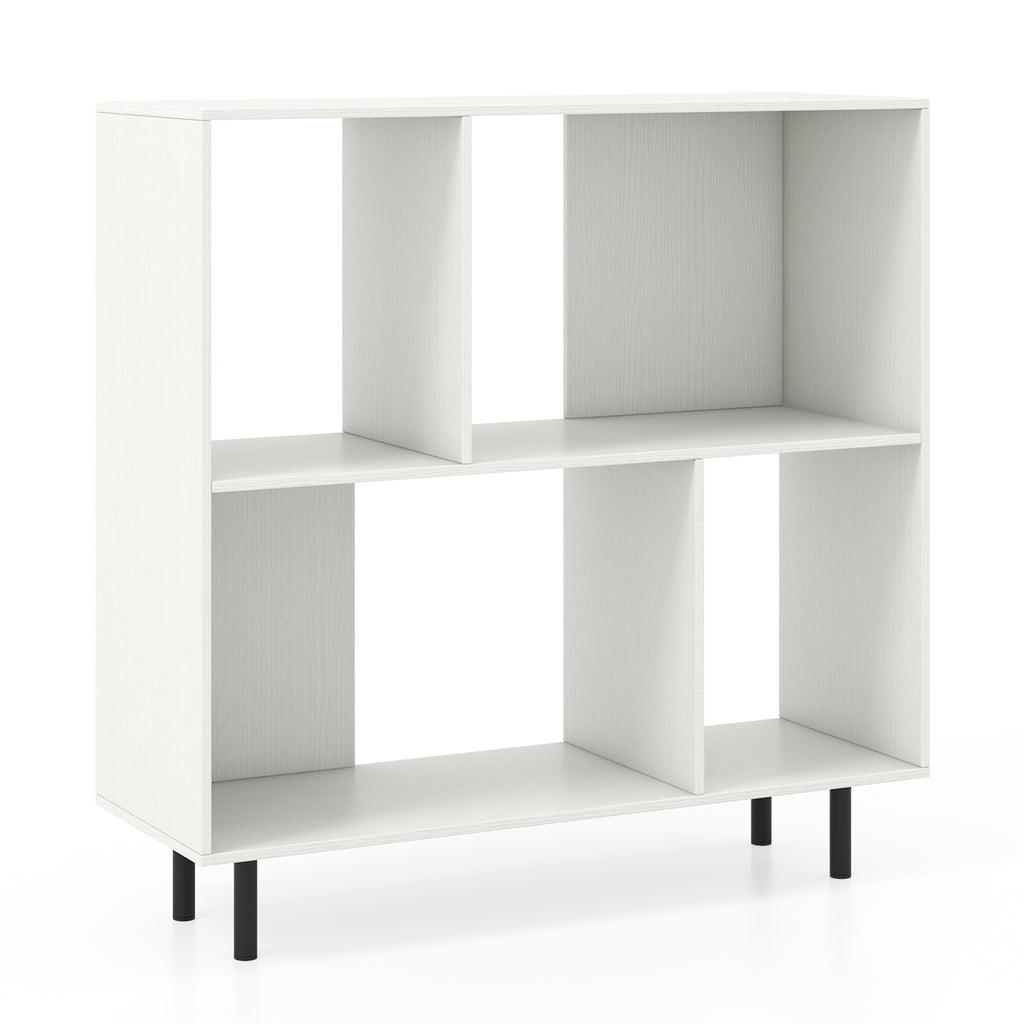 9-Cube Wooden Bookcase with Cabinet Storage - White