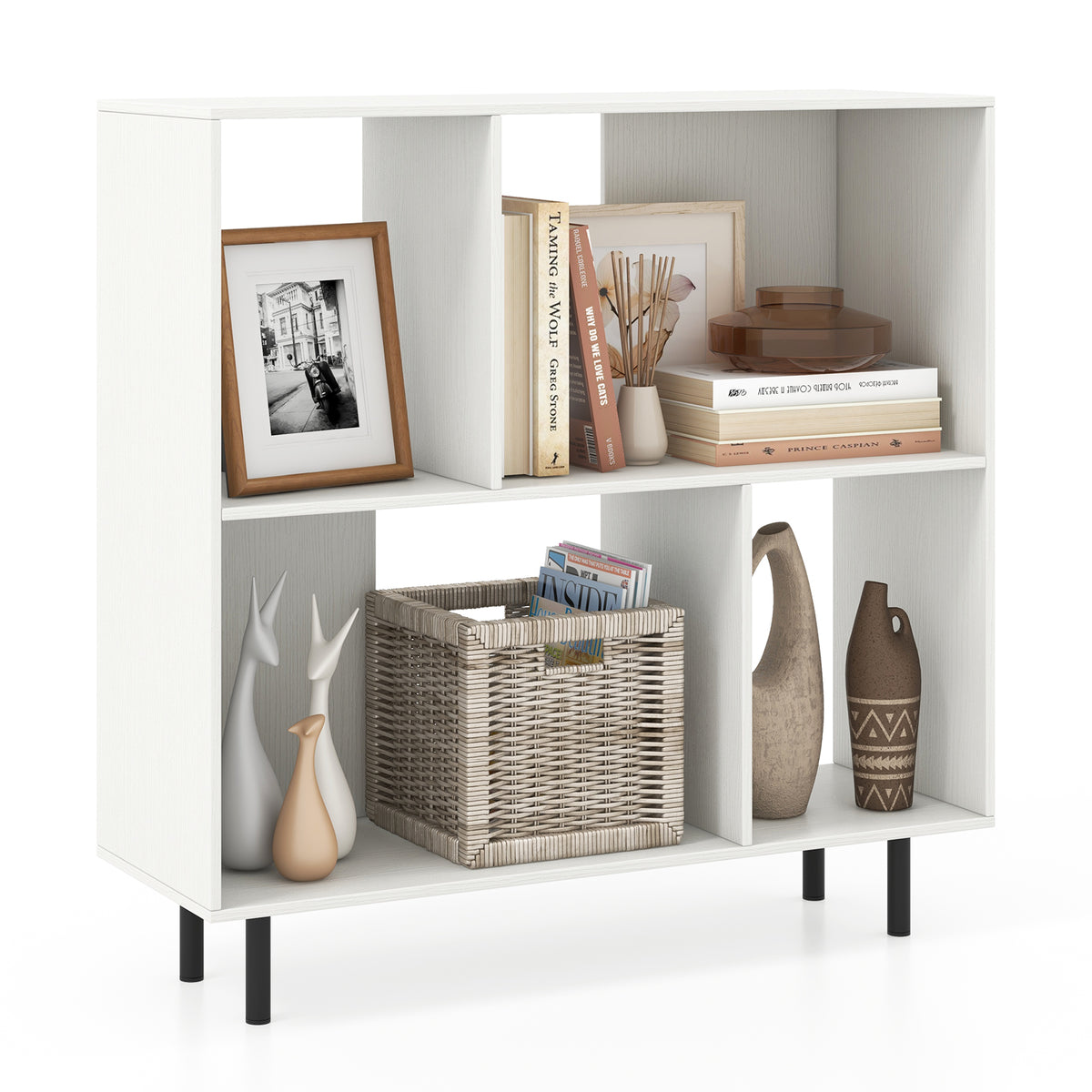 4-Cube Open Shelf Bookcase, White