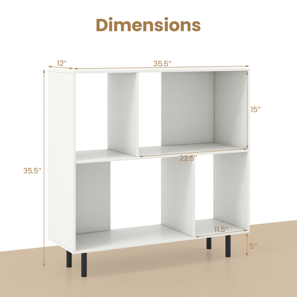 Open Shelf Bookcase with 4 Compartments