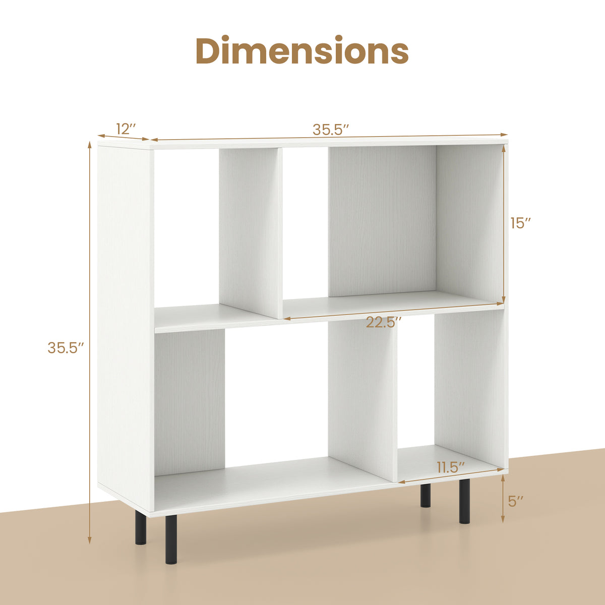 4-Cube Open Shelf Bookcase, White