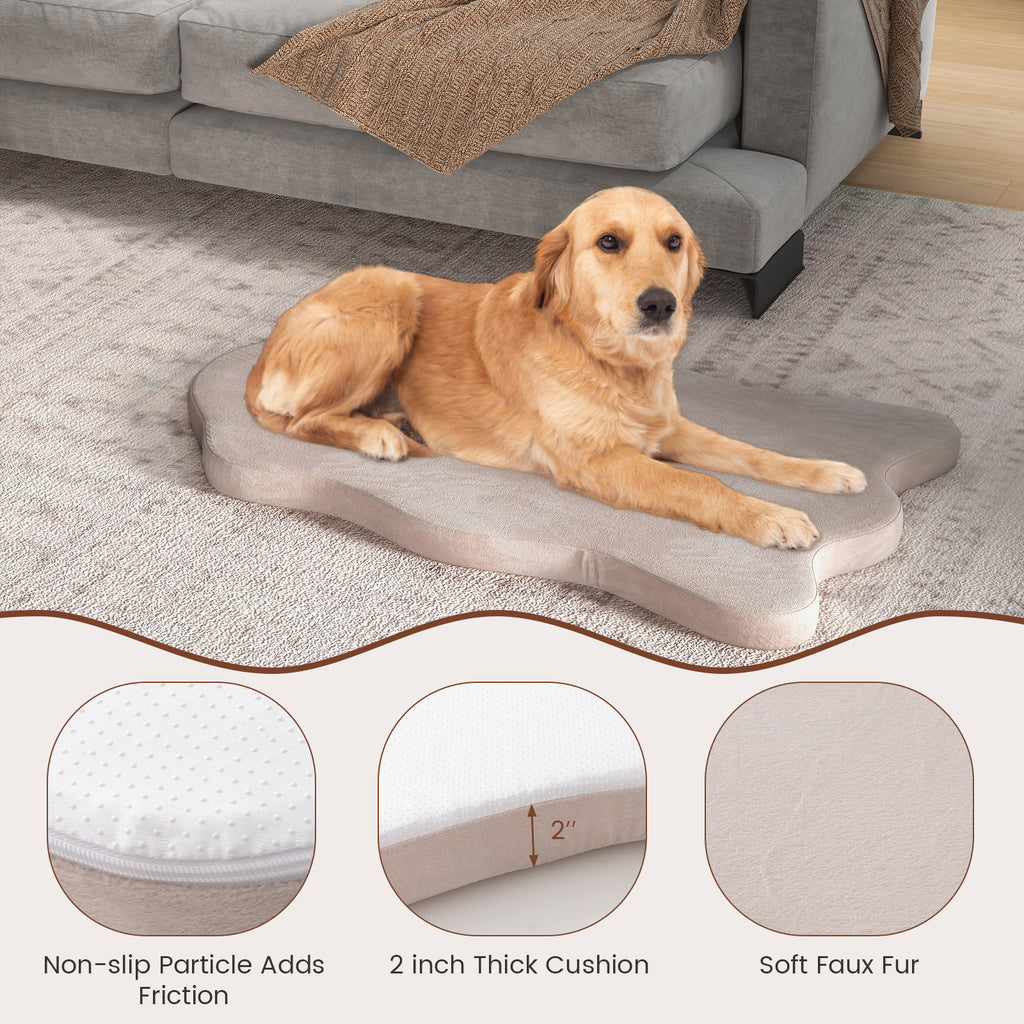 Orthopedic Dog Bed with Memory Foam Support - Large Dogs, Soft Crystal Fabric Beige