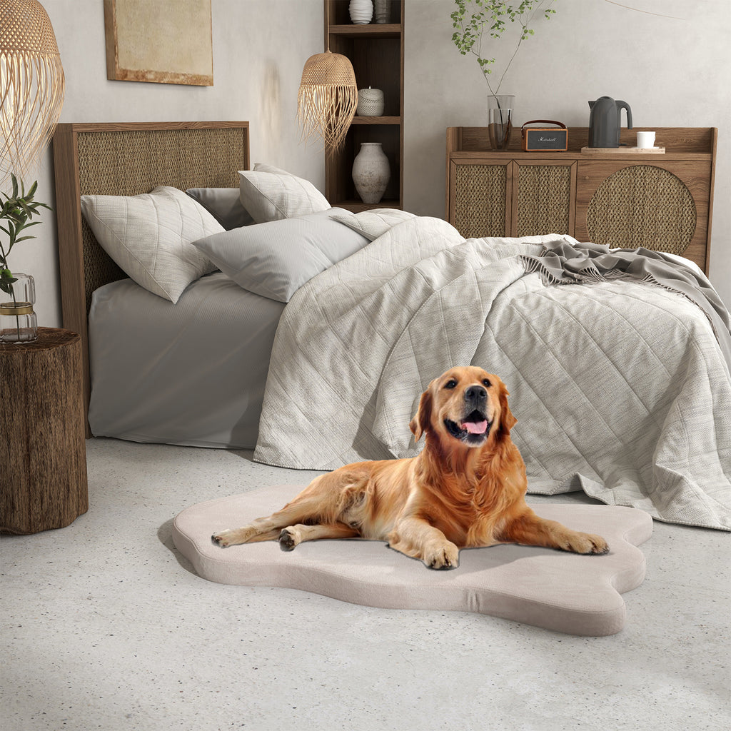 Orthopedic Dog Bed with Memory Foam Support - Large Dogs, Soft Crystal Fabric Beige