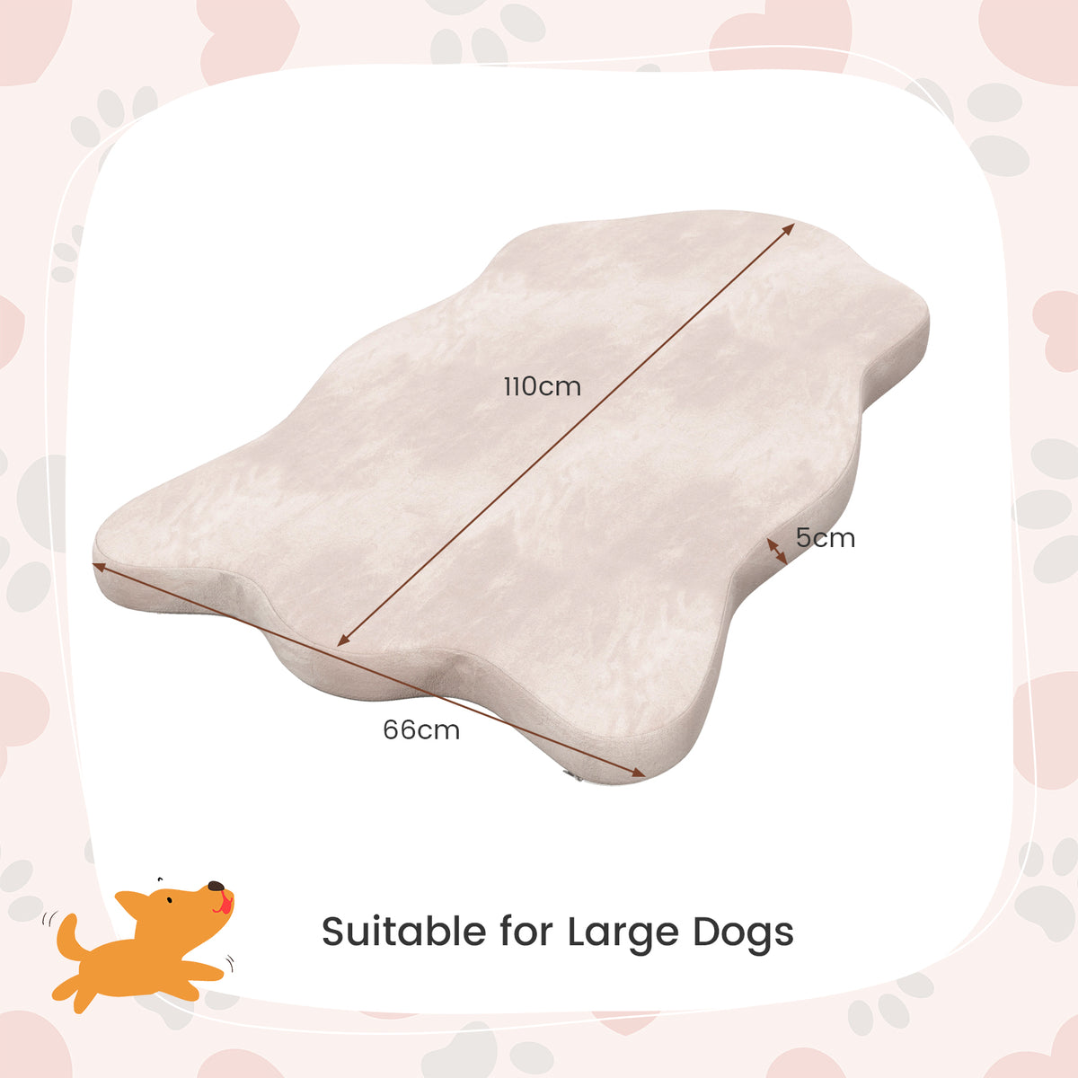 Orthopedic Dog Bed with Memory Foam Support - Large Dogs, Soft Crystal Fabric Beige