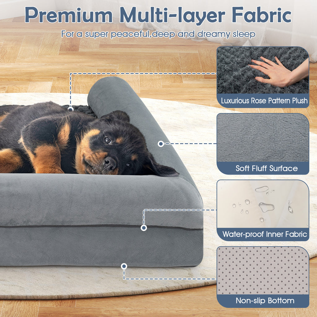 Large Orthopedic Foam Dog Bed with Removable Cover - L Size