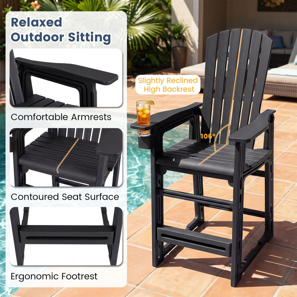 Outdoor 29 Inch Height Bar Stool with Backrest and Armrests