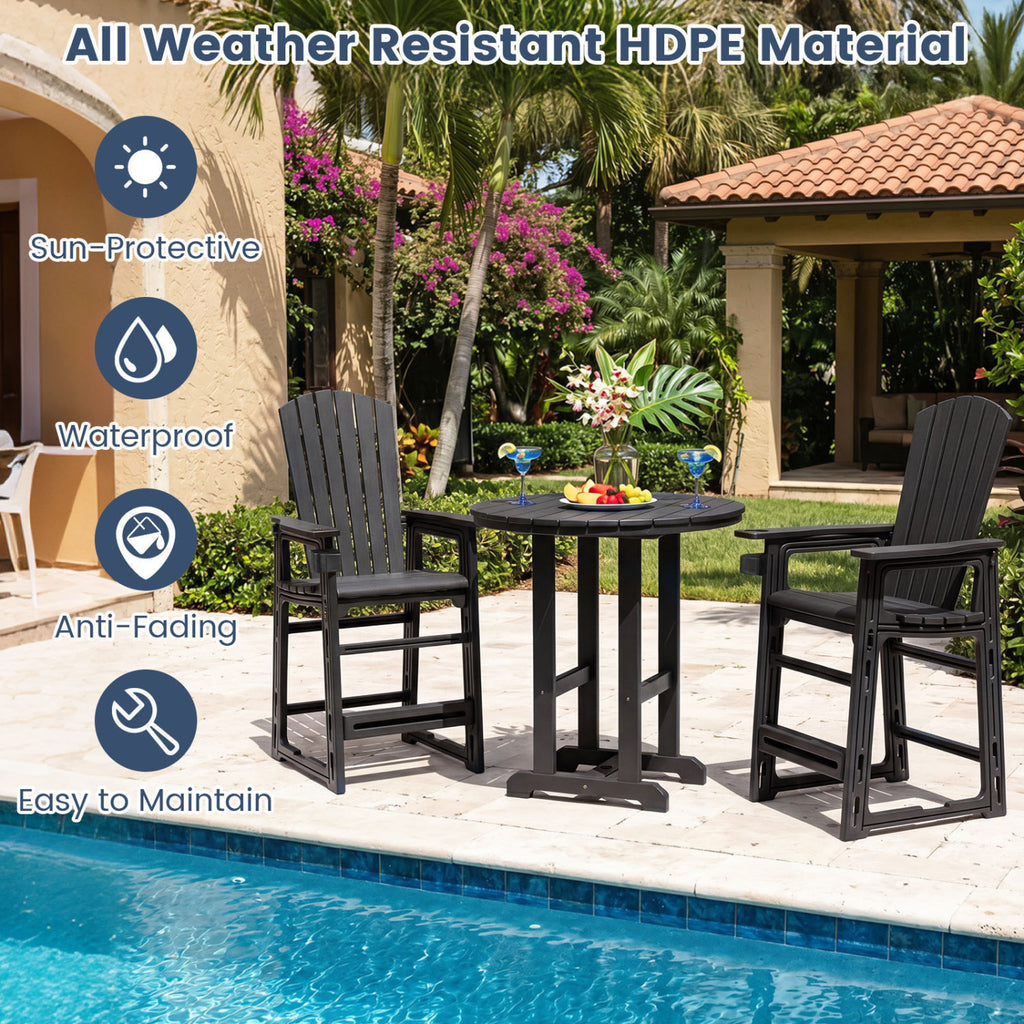 Outdoor 29 Inch Height Bar Stool with Backrest and Armrests