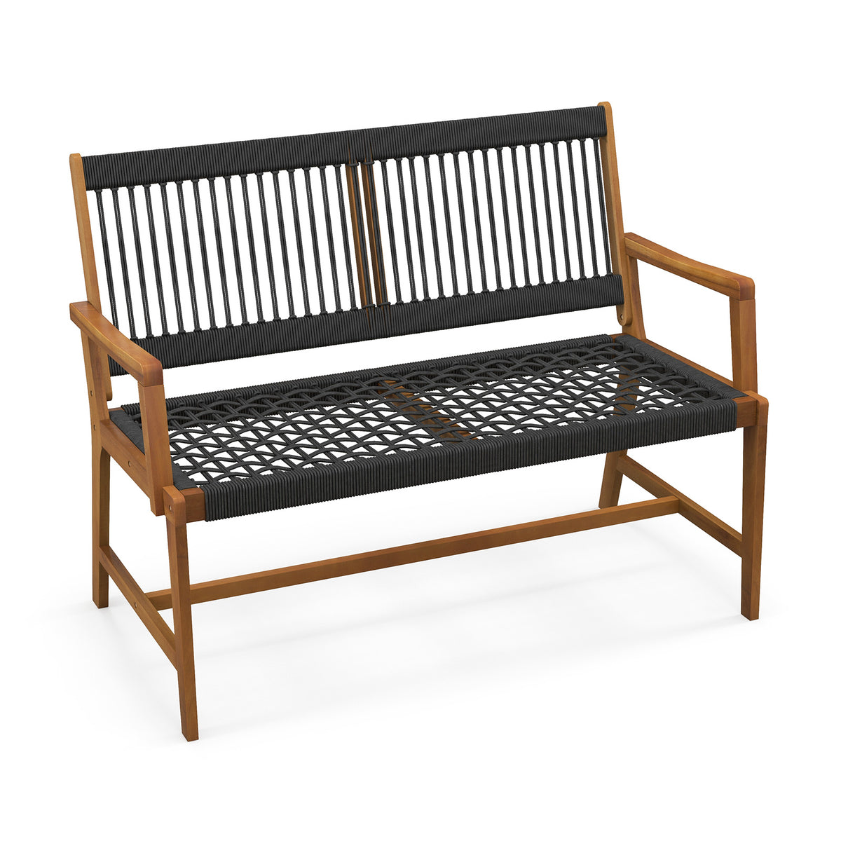 4 Pieces Acacia Wood Patio Conversation Table and Chair Set with Hand