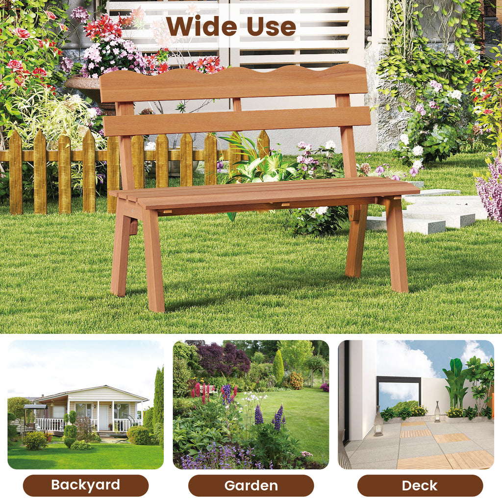 Outdoor Acacia Wood Garden Bench with 800 lbs Weight Capacity