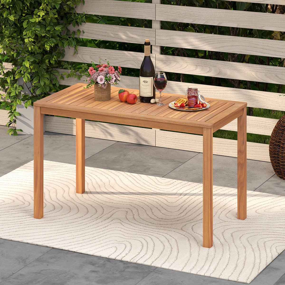 Acacia Wood Outdoor Dining Table 48" × 24" - Seats 4-6