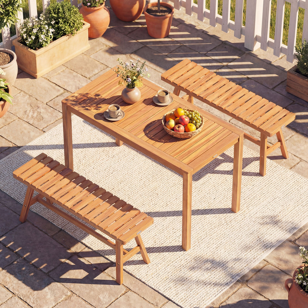 Acacia Wood Outdoor Dining Table 48" × 24" - Seats 4-6