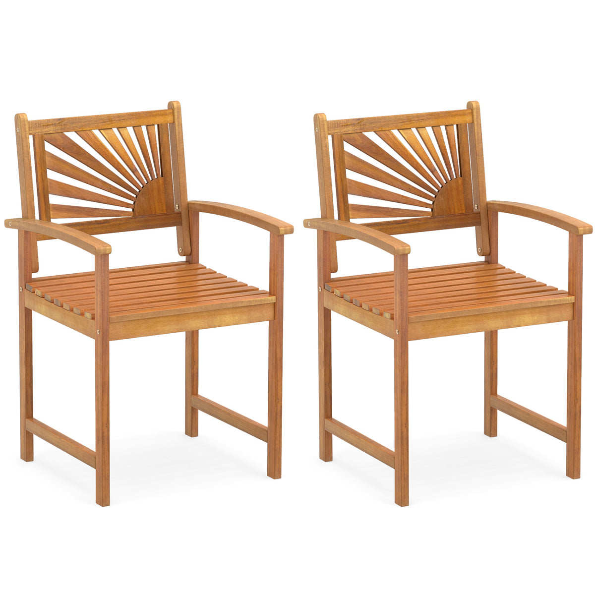 Acacia Wood Outdoor Dining Chairs - Set of 2